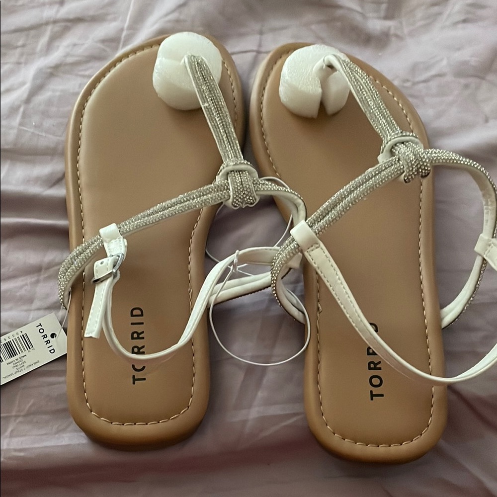 Torrid White and Tan Sandals Size is 8.5 WW
